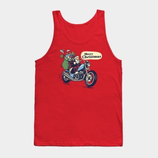 Retro Santa Claus on a Motorcycle Tank Top